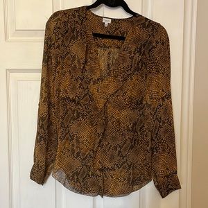 T. Babaton snakeskin pattern silk top
